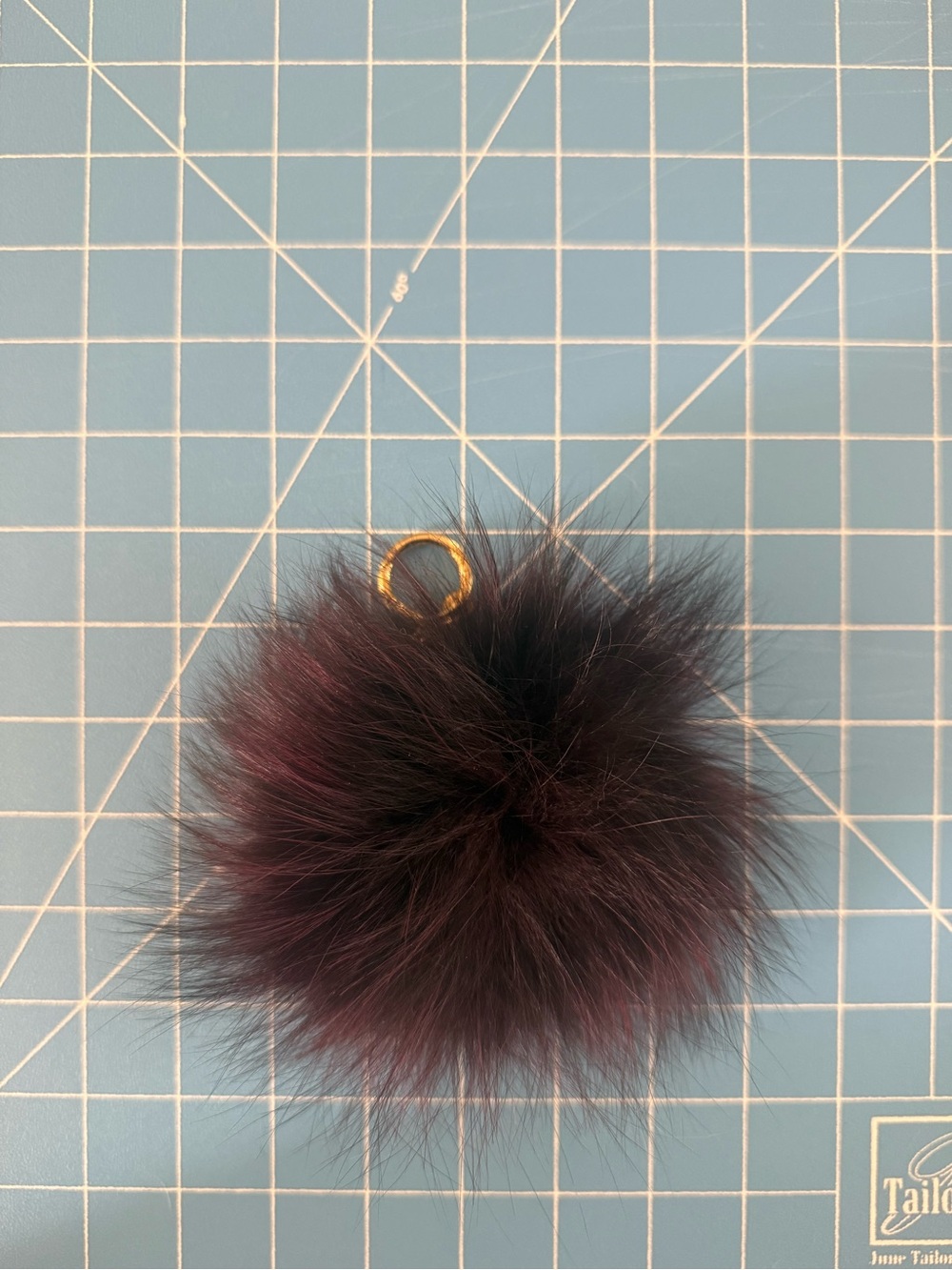 Michael Kors Fox Fur Key Chain- Deep Plum